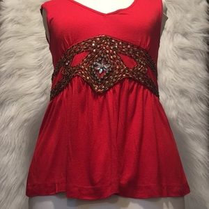 CHAUNDRY EMBELLISHED SLEEVELESS SHIRT